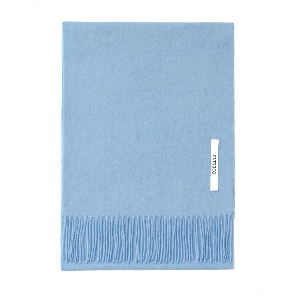 1444 12.light Blue Cashmere Scarf Large Thick